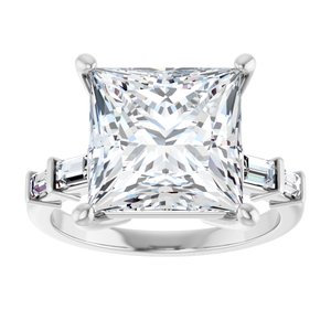 10K White Gold 10x10 mm Square Ring Mounting – image 5