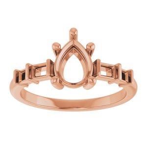10K Rose Gold 8x6 mm Pear Ring Mounting – image 6