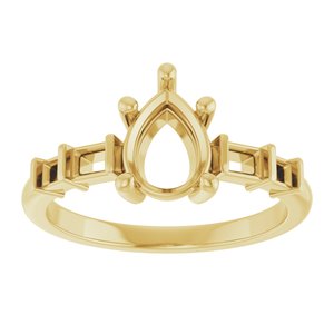 14K Yellow Gold 8x6 mm Pear Ring Mounting – image 6