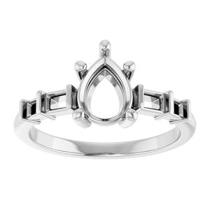 14K X1 White Gold 8x6 mm Pear Ring Mounting – image 6