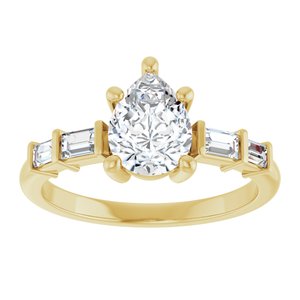 14K Yellow Gold 8x6 mm Pear Ring Mounting – image 5