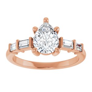 10K Rose Gold 8x6 mm Pear Ring Mounting – image 5