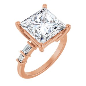 10K Rose Gold 10x10 mm Square Ring Mounting