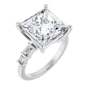 Sterling Silver 10x10 mm Square Ring Mounting