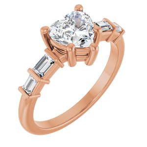10K Rose Gold 6.5x6.5 mm Heart Ring Mounting