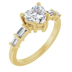 18K Yellow Gold 6.5x6.5 mm Heart Ring Mounting