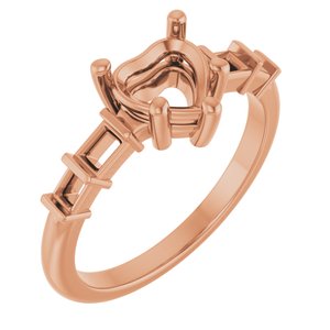 14K Rose Gold 6.5x6.5 mm Heart Ring Mounting – image 2