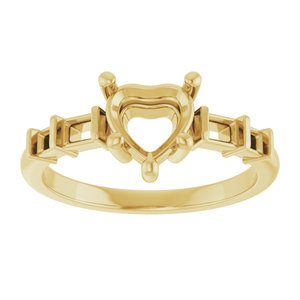 18K Yellow Gold 6.5x6.5 mm Heart Ring Mounting – image 6