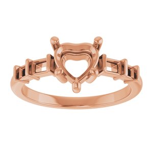 14K Rose Gold 6.5x6.5 mm Heart Ring Mounting – image 6