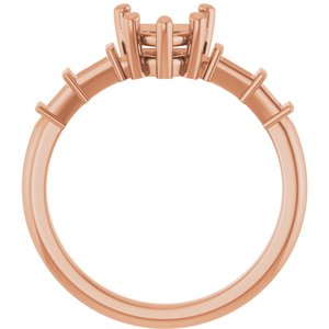 18K Rose Gold 6.5x6.5 mm Heart Ring Mounting – image 4