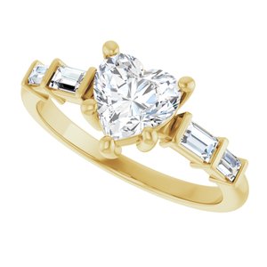 10K Yellow Gold 6.5x6.5 mm Heart Ring Mounting – image 8