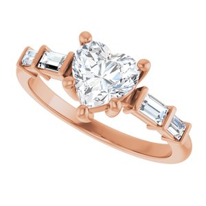 14K Rose Gold 6.5x6.5 mm Heart Ring Mounting – image 8