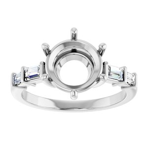 Platinum 9 mm Round 1/4 CTW Natural Diamond Semi-Set Ring – image 6