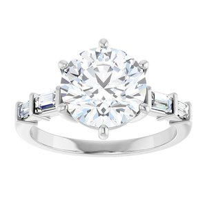 14K White Gold 9 mm Round Ring Mounting – image 5