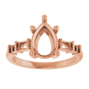 10K Rose Gold 10x7 mm Pear Ring Mounting – image 6