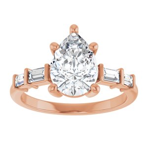 10K Rose Gold 10x7 mm Pear Ring Mounting – image 5