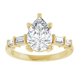 10K Yellow Gold 10x7 mm Pear Ring Mounting – image 5