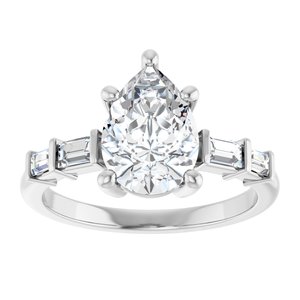 14K White Gold 10x7 mm Pear Ring Mounting – image 5
