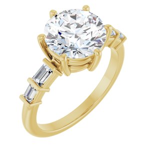 14K Yellow Gold 9 mm Round 1/4 CTW Natural Diamond Semi-Set Ring