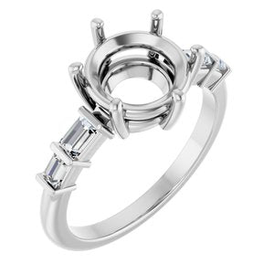 14K White Gold 9 mm Round 1/4 CTW Natural Diamond Semi-Set Ring – image 2