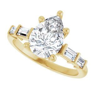 14K Yellow Gold 10x7 mm Pear Ring Mounting – image 8