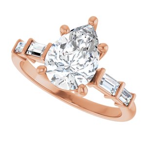 14K Rose Gold 10x7 mm Pear Ring Mounting – image 8