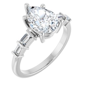 Platinum 10x7 mm Pear Ring Mounting