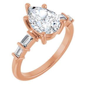 18K Rose Gold 10x7 mm Pear Ring Mounting