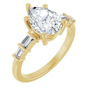 14K Yellow Gold 10x7 mm Pear Ring Mounting