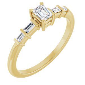 10K Yellow Gold 4x3 mm Emerald Ring Mounting
