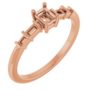 18K Rose Gold 4x3 mm Emerald Ring Mounting – image 2