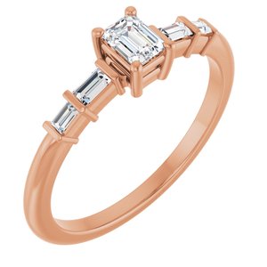 18K Rose Gold 4x3 mm Emerald Ring Mounting