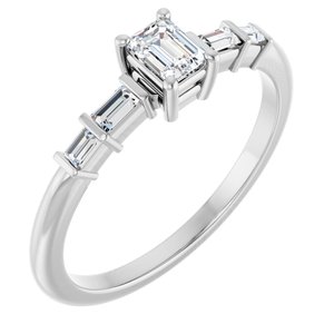 Continuum Sterling Silver 4x3 mm Emerald Ring Mounting