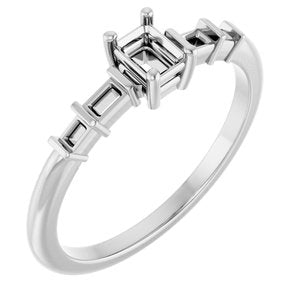 18K White Gold 4x3 mm Emerald Ring Mounting – image 2