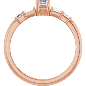 14K Rose Gold 4x3 mm Emerald Ring Mounting – image 3