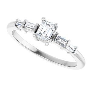 14K X1 White Gold 4x3 mm Emerald Ring Mounting – image 8