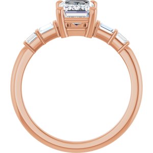 14K Rose Gold 7.5x5.5 mm Emerald 1/6 CTW Natural Diamond Semi-Set Ring – image 3