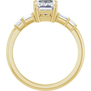 14K Yellow Gold 7.5x5.5 mm Emerald 1/6 CTW Natural Diamond Semi-Set Ring – image 3