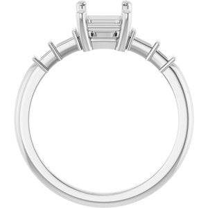 14K X1 White Gold 7.5x5.5 mm Emerald Ring Mounting – image 4