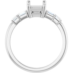 Platinum 7.5x5.5 mm Emerald 1/6 CTW Natural Diamond Semi-Set Ring – image 4