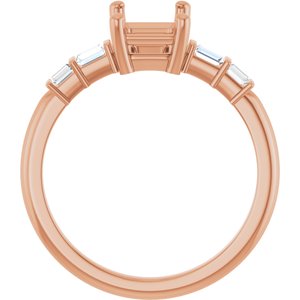 14K Rose Gold 7.5x5.5 mm Emerald 1/6 CTW Natural Diamond Semi-Set Ring – image 4