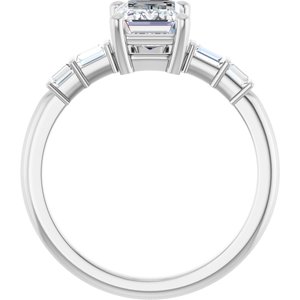Platinum 7.5x5.5 mm Emerald 1/6 CTW Lab-Grown Diamond Semi-Set Ring – image 3