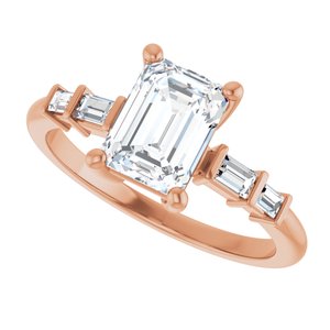 14K Rose Gold 7.5x5.5 mm Emerald Ring Mounting – image 8