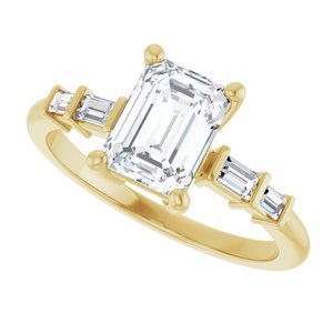 14K Yellow Gold 7.5x5.5 mm Emerald 1/6 CTW Lab-Grown Diamond Semi-Set Ring – image 8