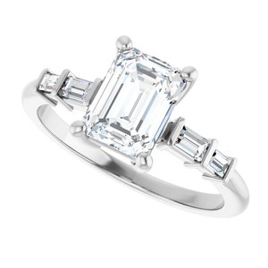 10K White Gold 7.5x5.5 mm Emerald Ring Mounting – image 8