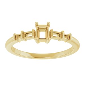 18K Yellow Gold 4x3 mm Emerald Ring Mounting – image 6