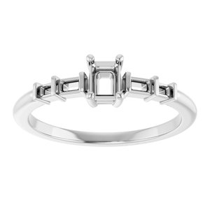14K X1 White Gold 4x3 mm Emerald Ring Mounting – image 6