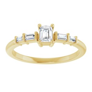 18K Yellow Gold 4x3 mm Emerald Ring Mounting – image 5