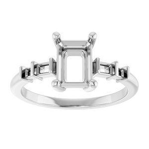 14K X1 White Gold 7.5x5.5 mm Emerald Ring Mounting – image 6
