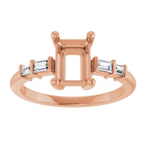 14K Rose Gold 7.5x5.5 mm Emerald 1/6 CTW Lab-Grown Diamond Semi-Set Ring – image 6
